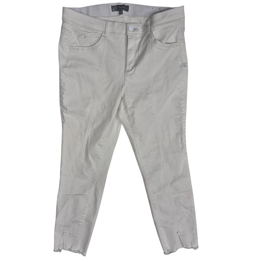 Wit & Wisdom White Cotton Blend Pants Elast Waistband Tapered Ankle Sz 16W